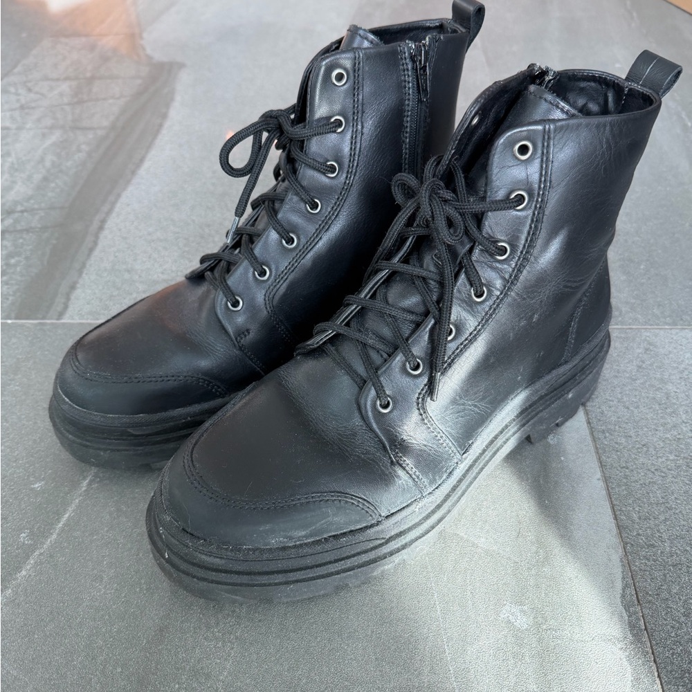 Aldo Black Leather Ankle Boots